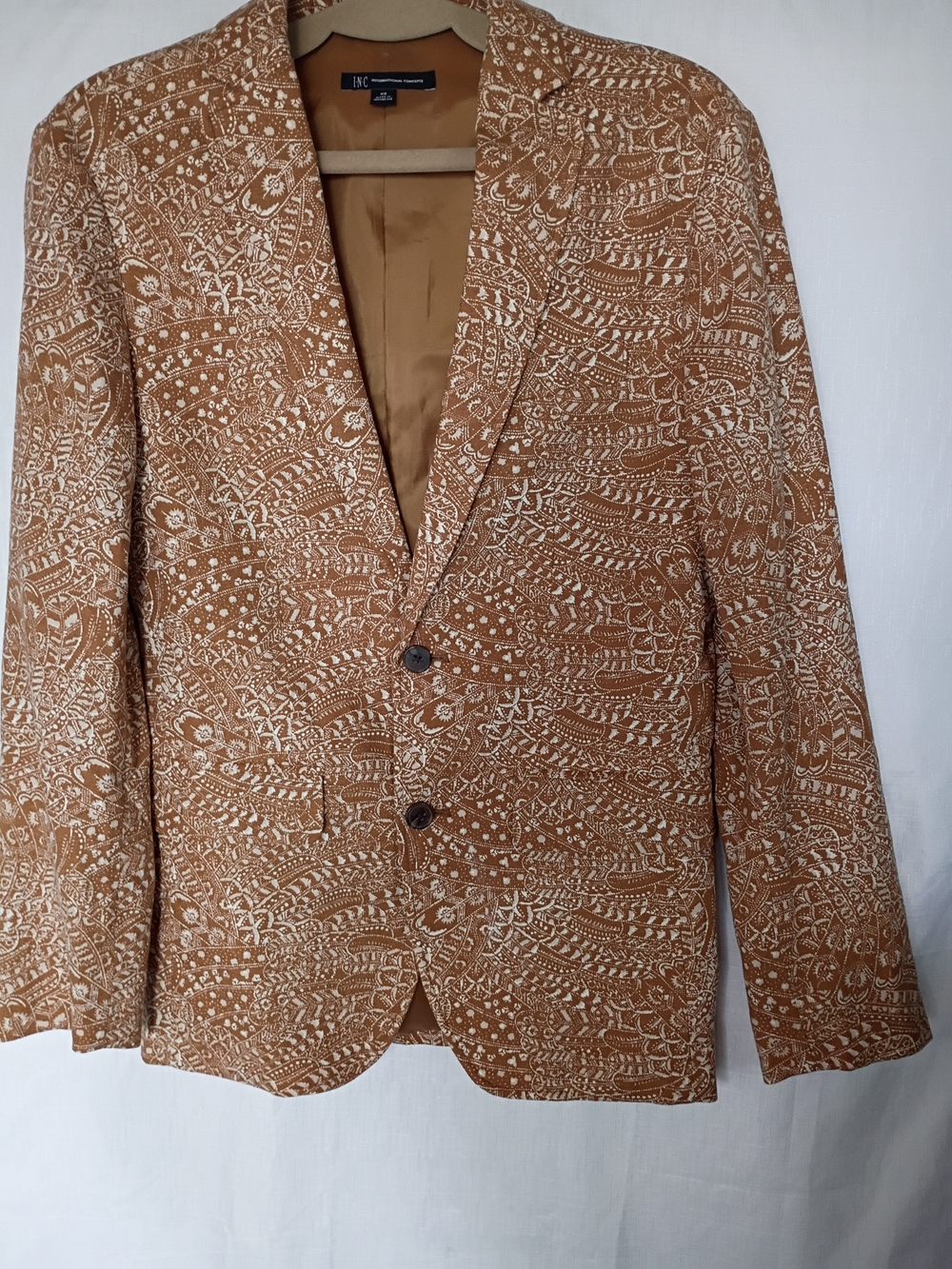 INC International Concepts Women's Brown Patterned Two-Piece Suit Size XS Linen - Picture 4 of 15